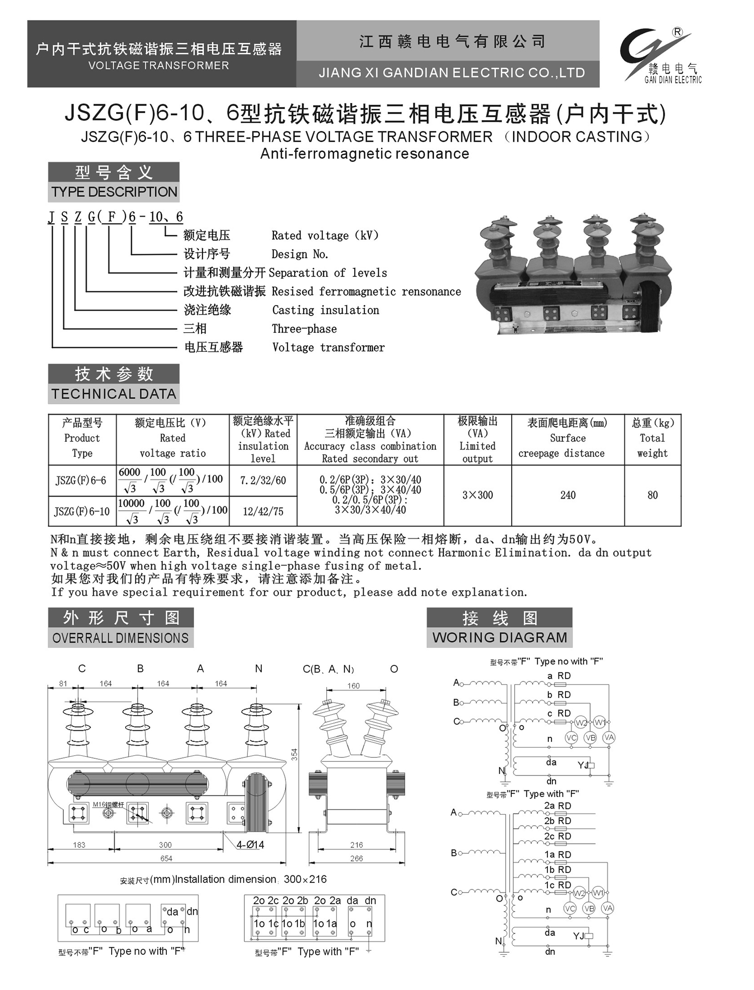 JSZG(F)6-10、6型抗铁磁谐振三相电压互感器(户内干式)_CA88 | 电压互感器 | 非晶合金变压器 | 干式变压器 | 油浸式变压器